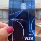 Picture of blue VISA debit card that has the words Mobility Wallet imprinted